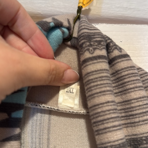 Womens Aztec Print Drape Open Front Drape Boyfriend Cardigan Sweaters - Picture 2 of 7